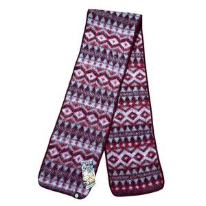 NWT ICEWEAR Scarf Nordic Fair Isle Pure New Wool Red Grey Made in Iceland